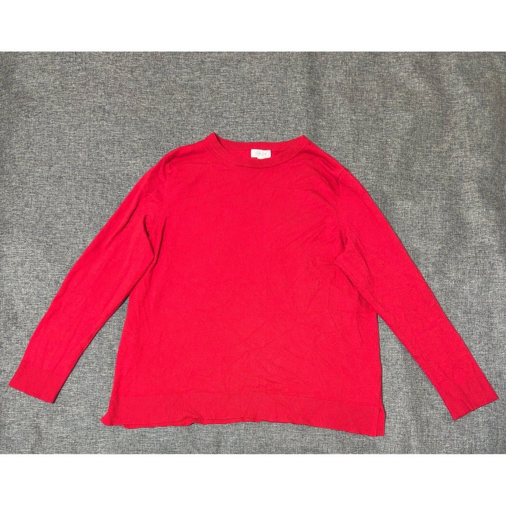 Style & Co Womens XXL Sweater Red Long Sleeve Crew Neck Rayon Blend